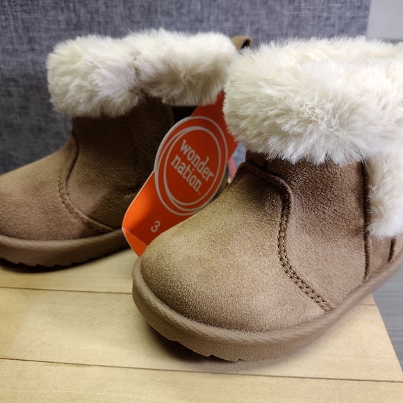 Wonder Nation Baby Girl Faux Fur/Faux Suede Faux Shearling Toddler Boots Size 3 - Picture 3 of 14